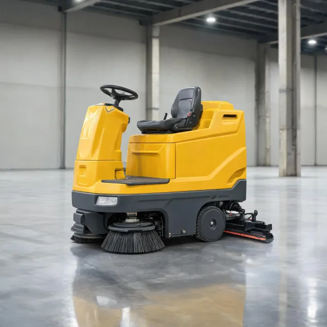 Ride-on floor scrubber