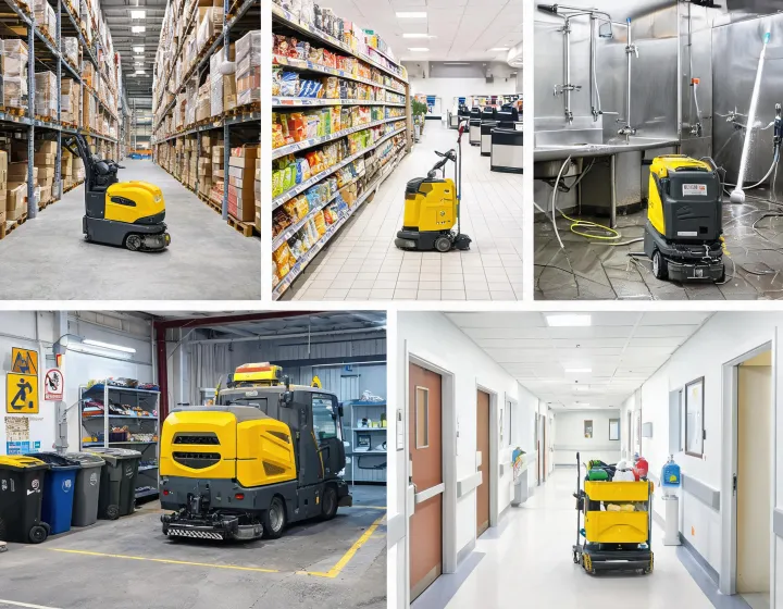 Facility sectors using commercial cleaning machines